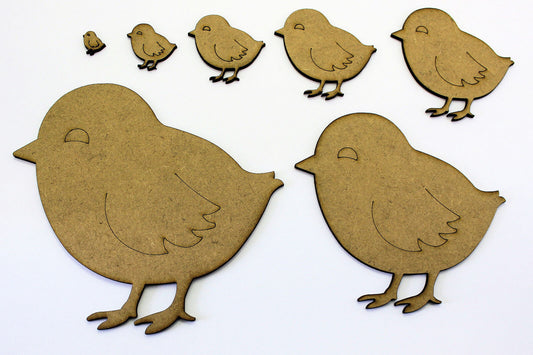 Easter Chick / Chicken Craft Shapes, Embellishments, Tags, 2mm MDF Wood