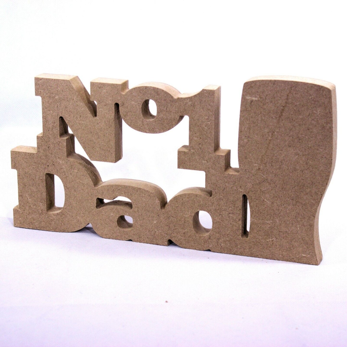 Free Standing No.1 Dad Words and Pint Glass. 18mm MDF Fathers Day, Number 1