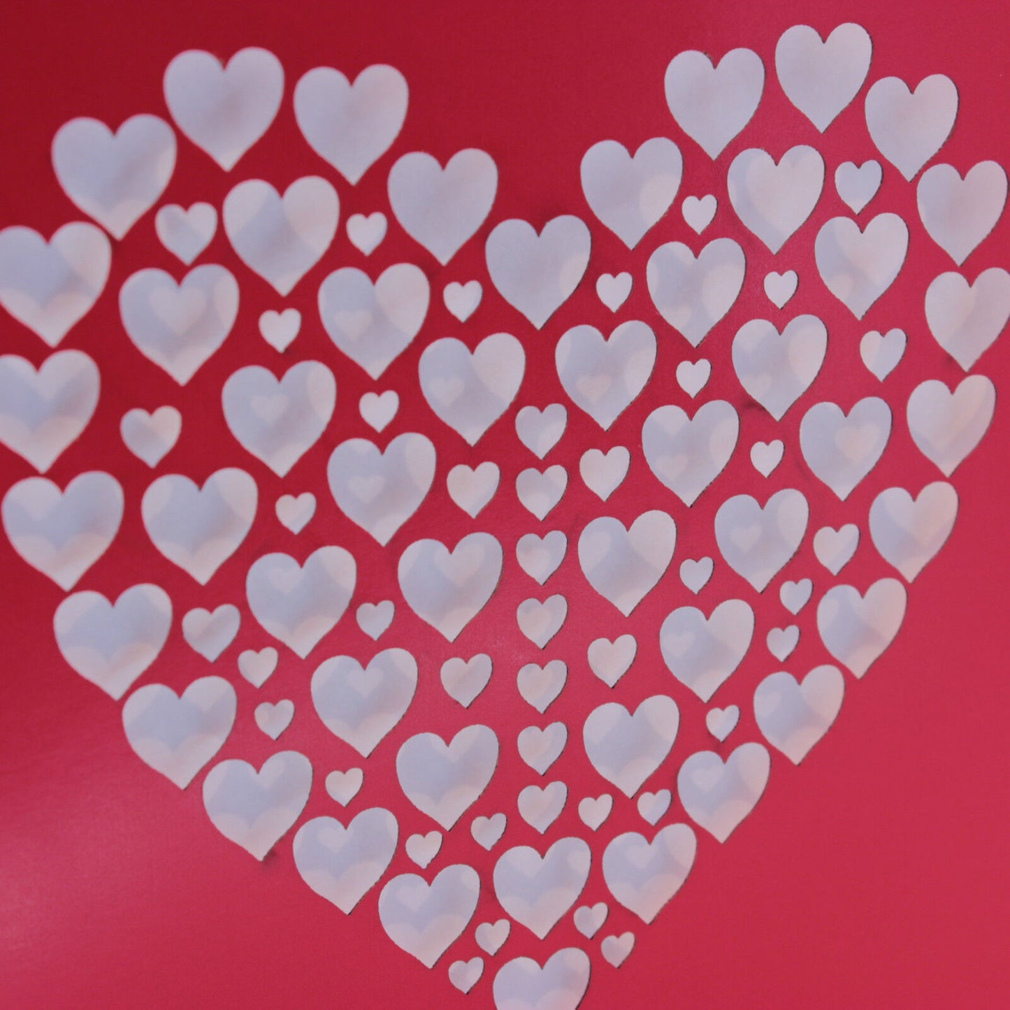 Laser Cut Hearts Valentine's Card - Red. Wedding, Anniversary, Thankyou. Love