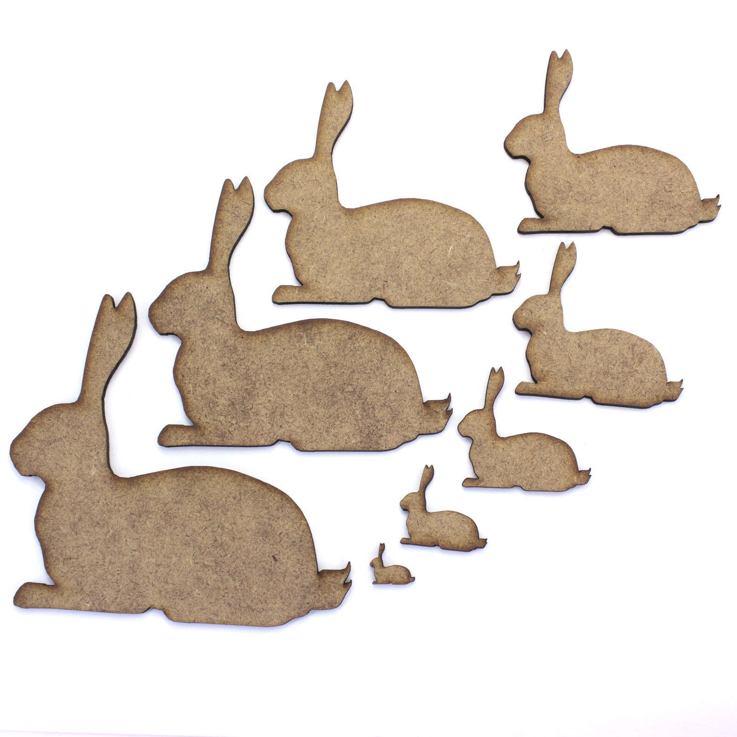Laying Rabbit / Hare Craft Shapes, Decorations. 2mm MDF Wood, Sitting Hare