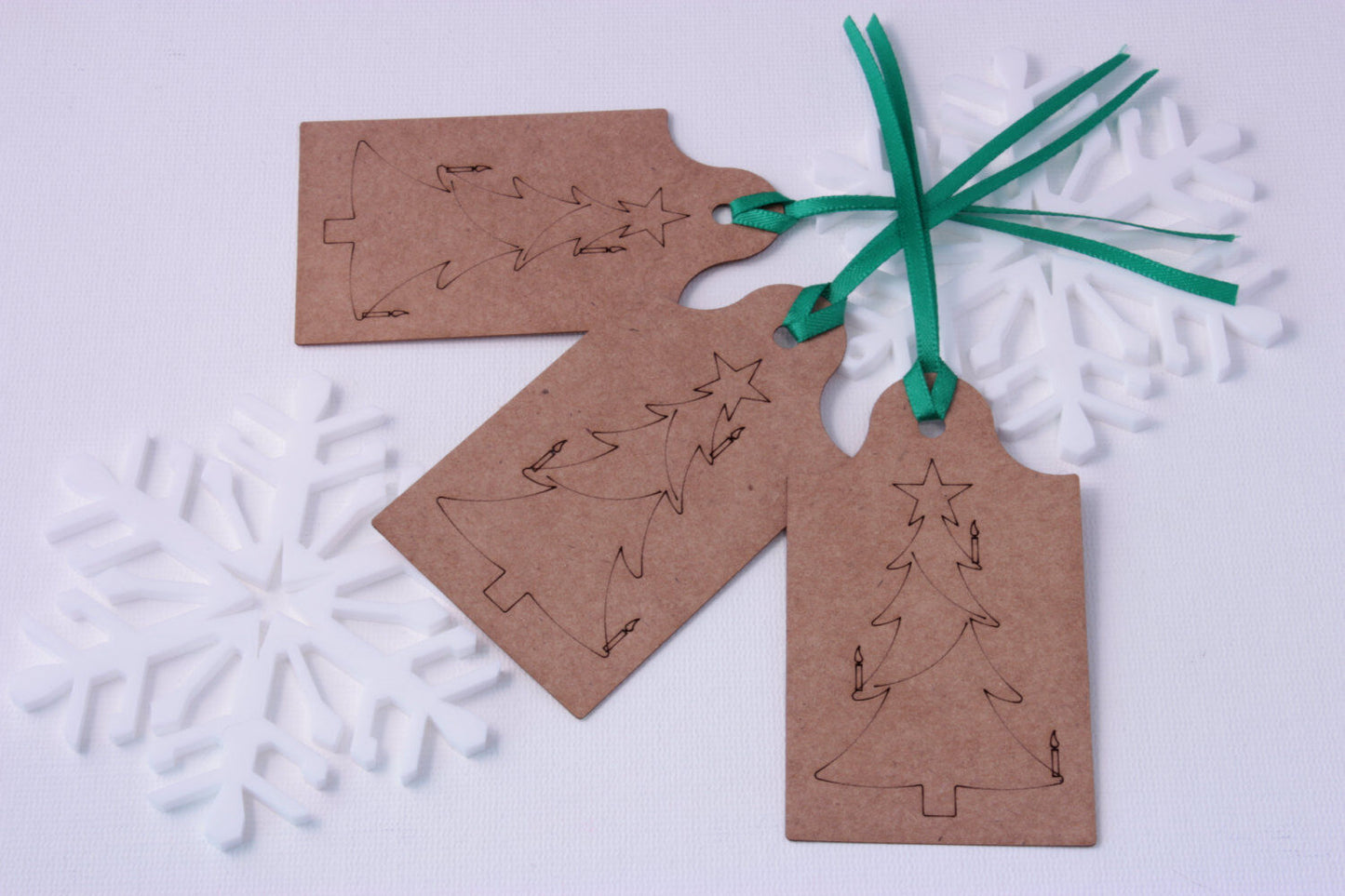 Christmas Gift Tag With Christmas Tree Etched into Surface - Lasercut, Hand Made