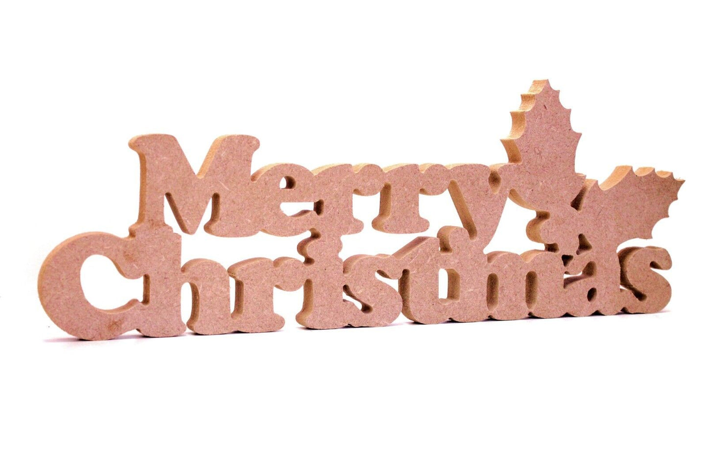 Merry Christmas Free Standing 18mm MDF Decoration. 43cm x 16cm Craft Shape