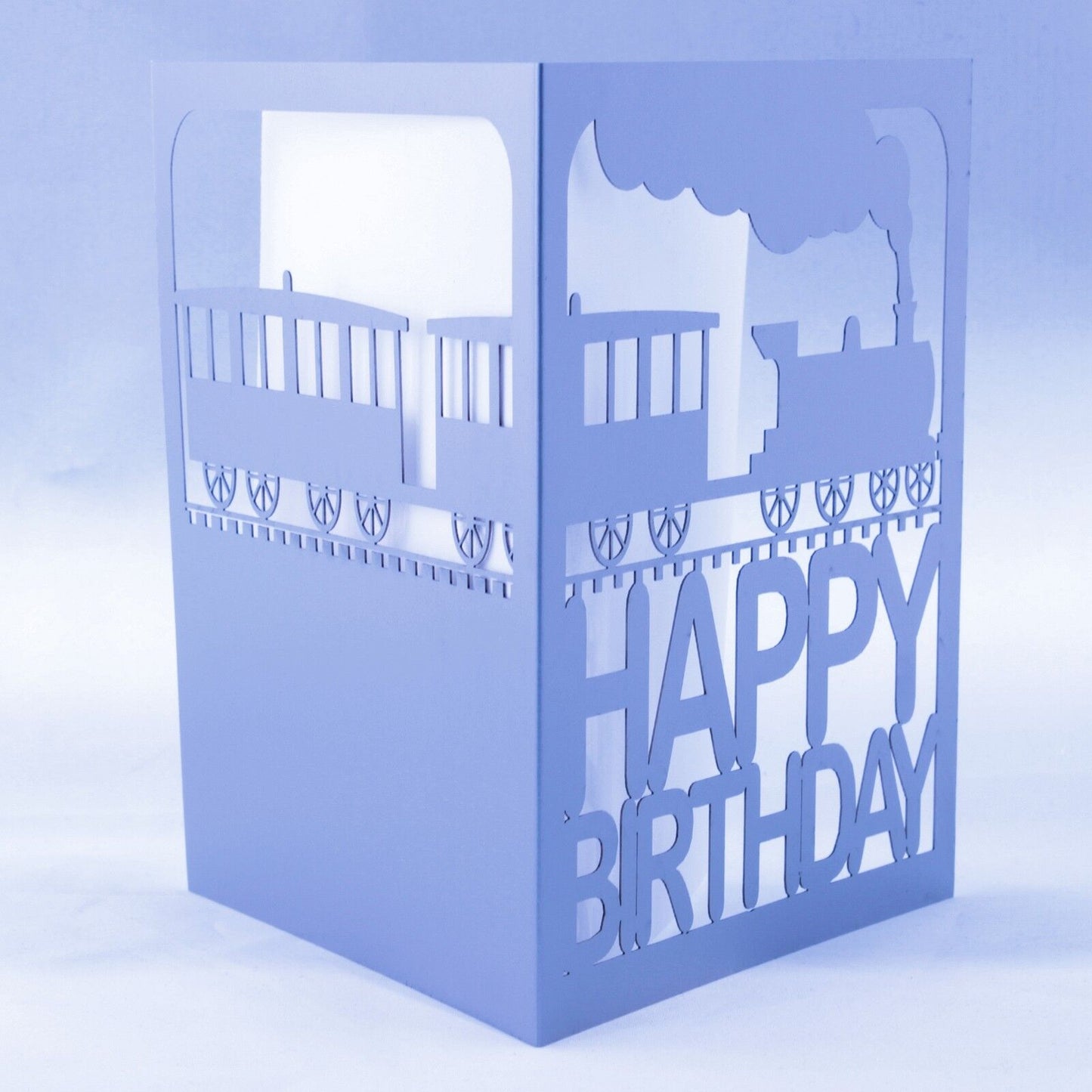 Laser Cut Silver Train Birthday Card -  Trains / Vehicles