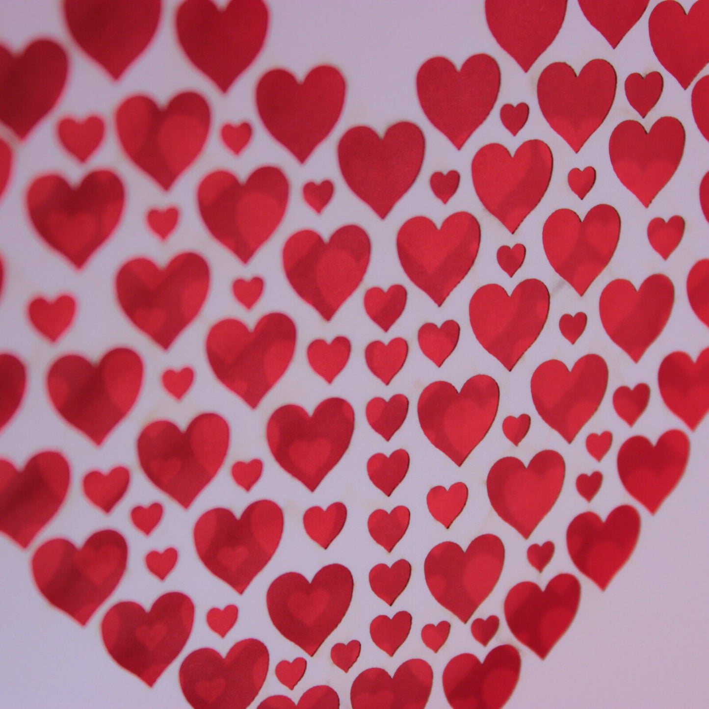 Laser Cut Hearts Valentine's Card - Pink
