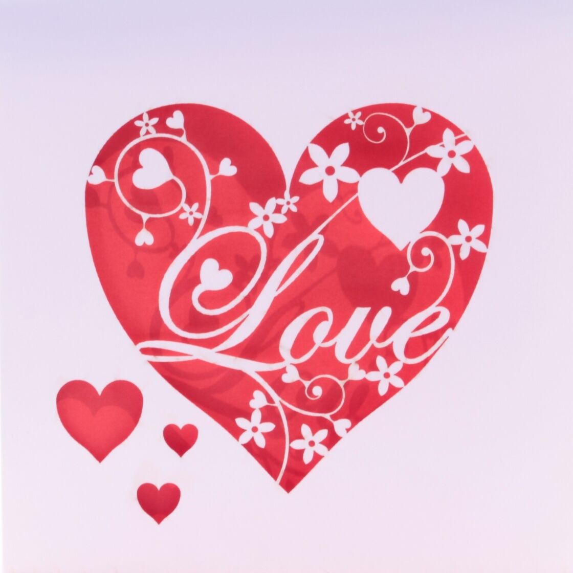 Laser Cut Card With Elegant Love and Heart Design - Wedding / Valentine's