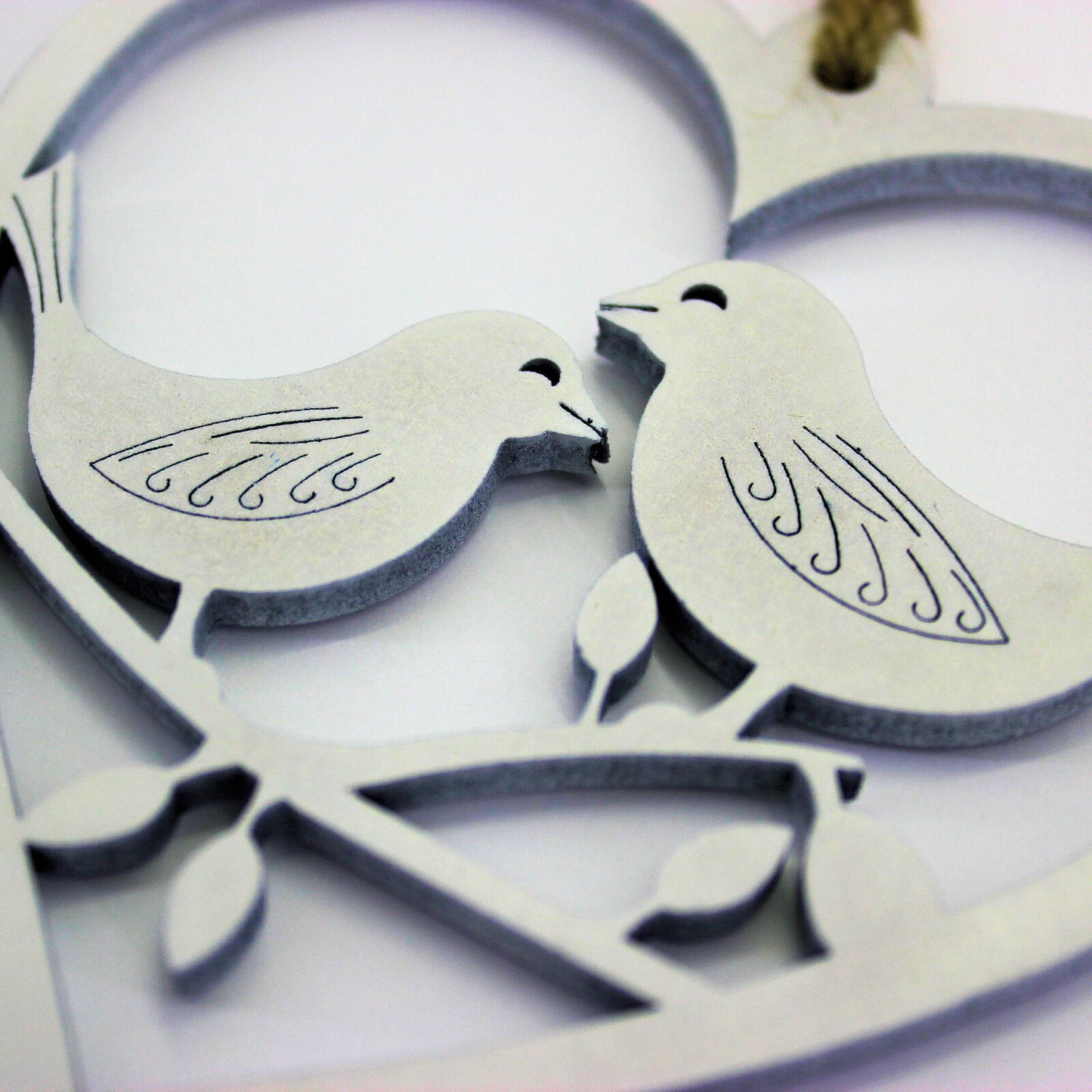 Hanging Decoration - White Birds in Heart. Home Decoration. Valentine, Wedding