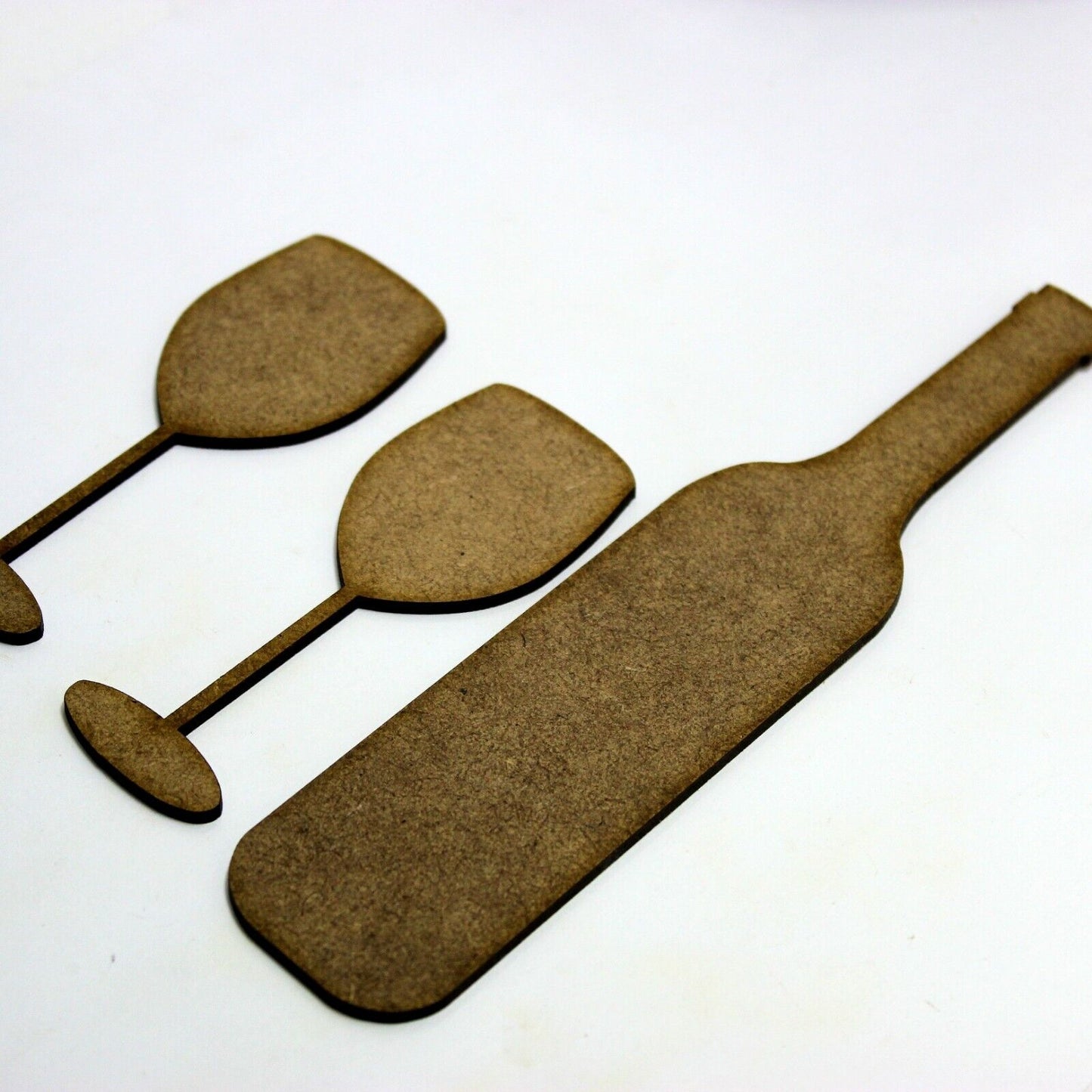 Wine Bottle and 2 Glasses MDF Shapes. Mixed media art project, Kitchen, Bar