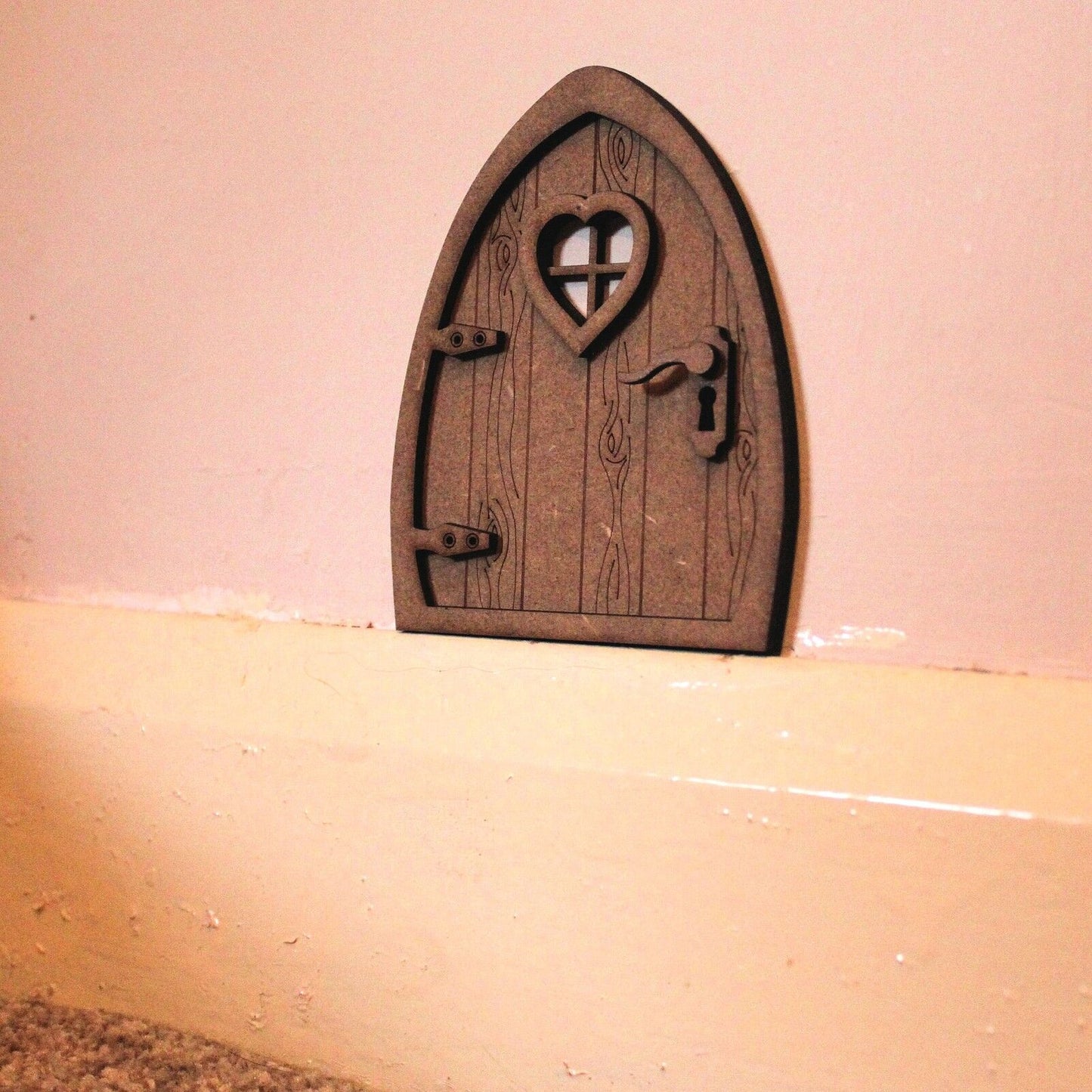 3D Fairy Door Kit. Natural MDF, Engraved Woodgrain Effect. Skirting Decoration