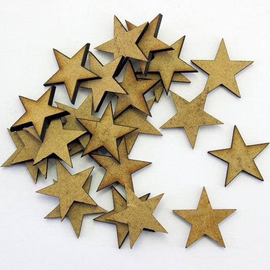 20mm (2cm) MDF Star Shapes 50x pack. craft shapes, embellishments, cardmaking
