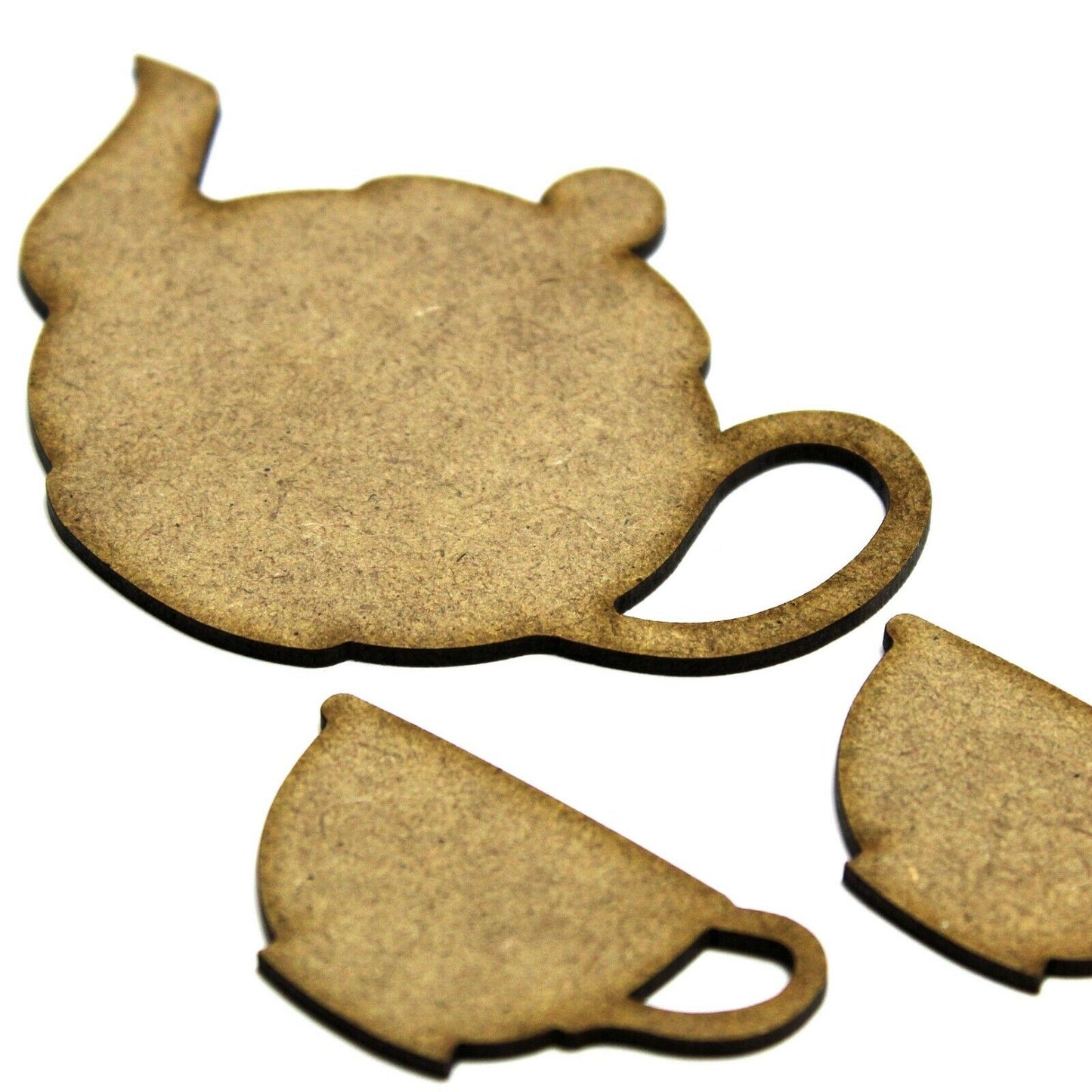 Teapot and 2 Tea Cup MDF Shapes. Mixed media art project, Kitchen, Crafts