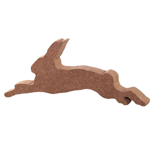 Free Standing 18mm MDF Jumping Hare Craft Shape. 10cm to 30cm, Nature, Spring