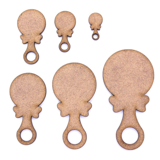 Baby Rattle Craft Shape, Various Sizes, 2mm MDF Wood. Babies, Boy, Girl