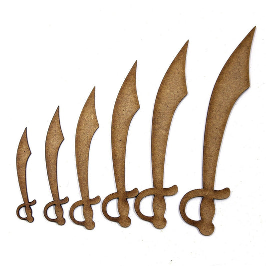 Pirate Sword Craft Shape, Various Sizes, 2mm MDF Wood. Cutlass