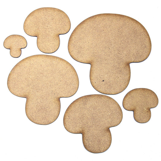 Button Mushroom Craft Shape, Various Sizes, 2mm MDF Wood, Food, Breakfast
