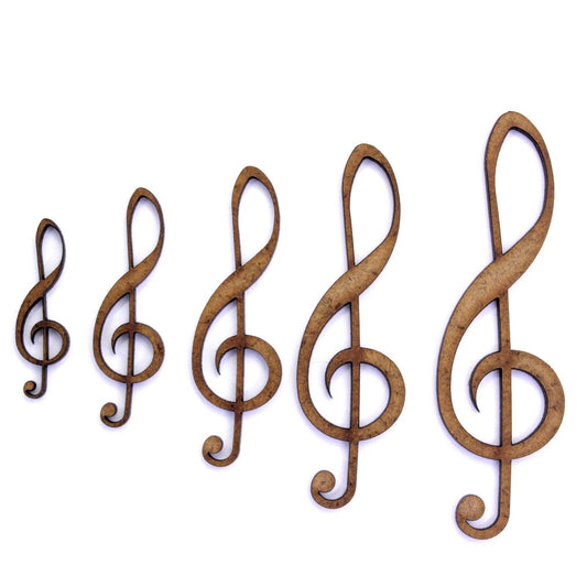 Treble Clef Craft Shape, Various Sizes, 2mm MDF Wood. Music, Note,