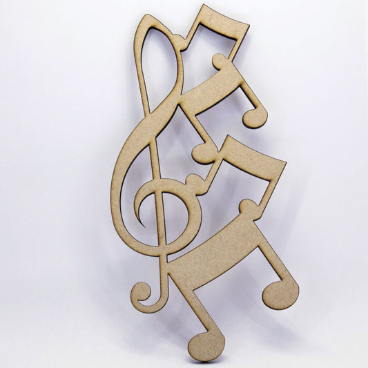 Treble Clef and Music Notes MDF craft Shape - Various Sizes. Music Decoration
