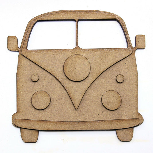 Camper Van Craft Front 3D Shape 2mm MDF Wood. Scrapbook, Mixed Media Art,