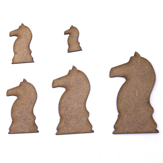 Knight Chess Piece Craft Shape, Various Sizes, 2mm MDF Wood. Checkmate, board