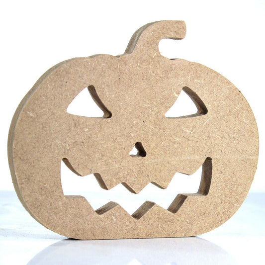 Free Standing 18mm MDF Pumpkin Face Craft Shapes. Halloween Jack O Lantern