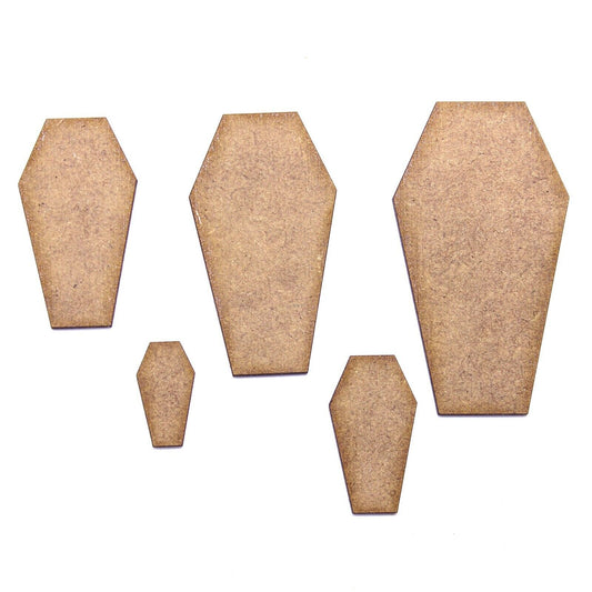 Coffin Craft Shape, 2cm to 20cm. 2mm MDF Wood. Halloween, spooky, trick or treat