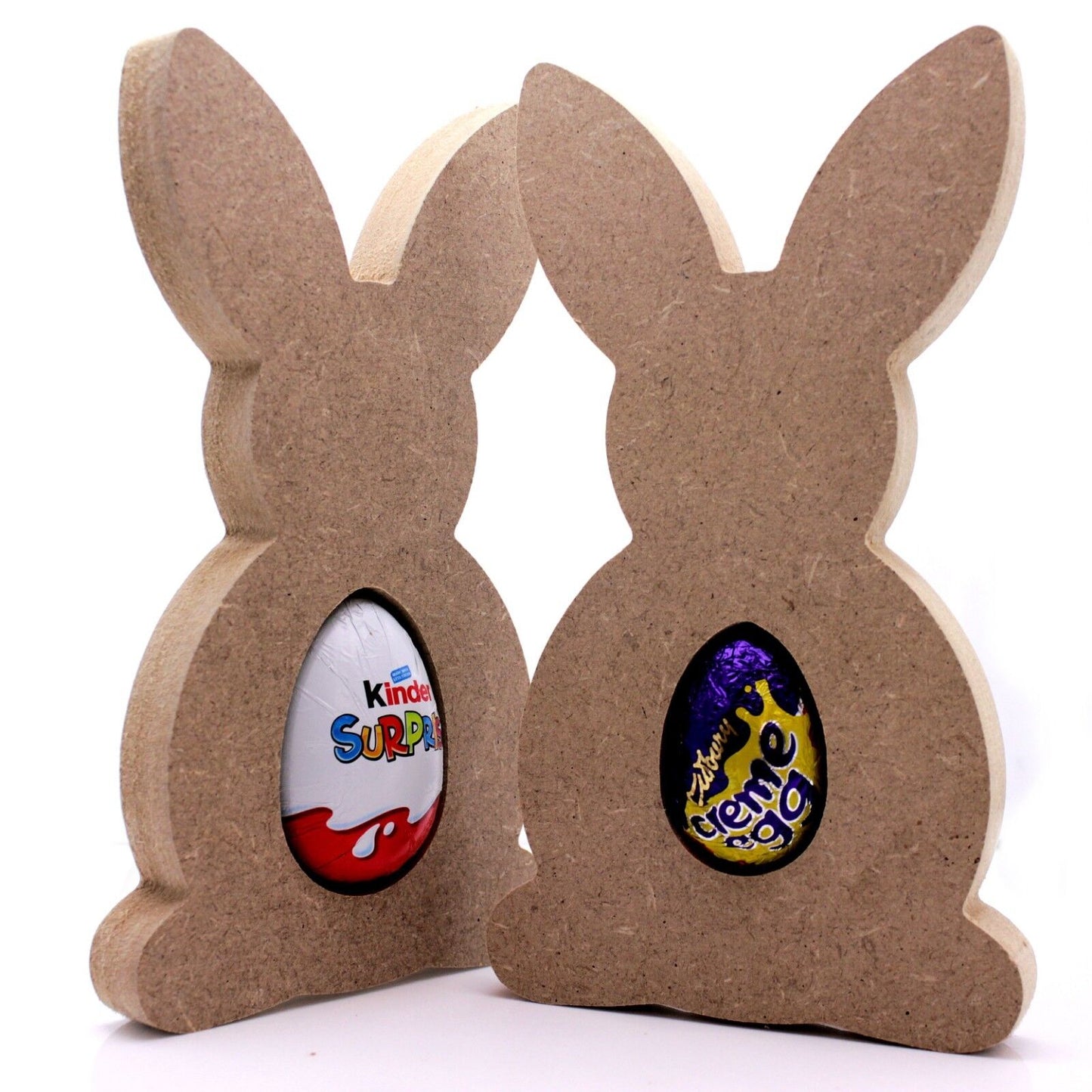 Free Standing 18mm MDF Easter Bunny Egg Holder Shape. Kinder Egg, Creme Egg.