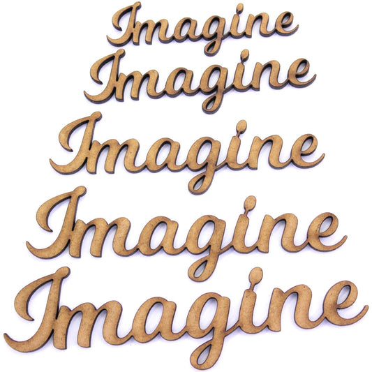 Imagine Word Craft Shape, Various Sizes, 2mm MDF Wood. Joined Lettering, Script