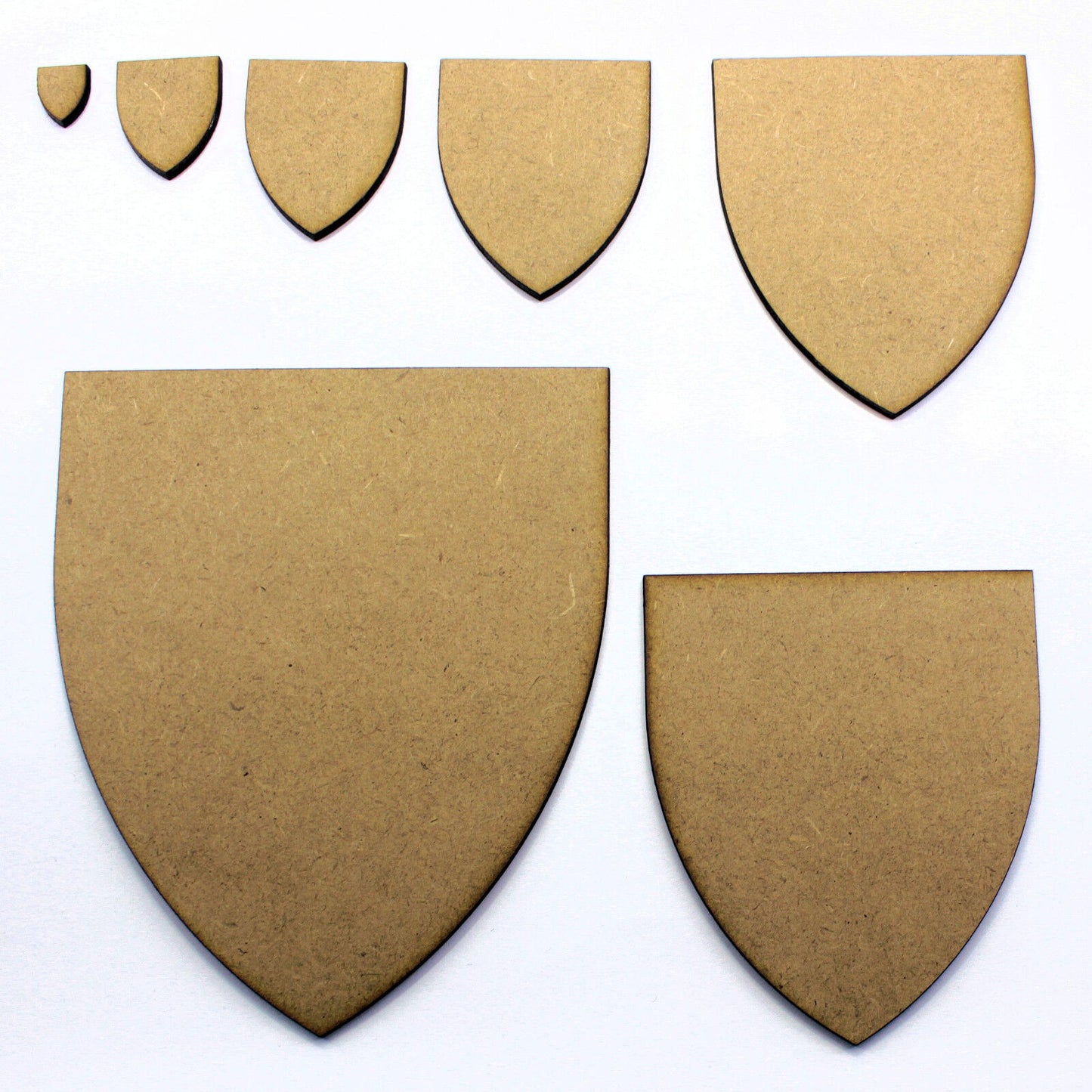Heater Shield Shapes. Medieval and Heraldry School Crafts, 2mm MDF Wood