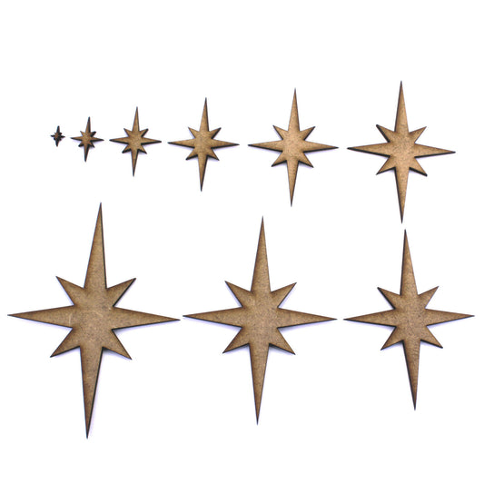 Christmas Star Craft Shape, Embellishments, Decorations, 2mm MDF. Card Topper