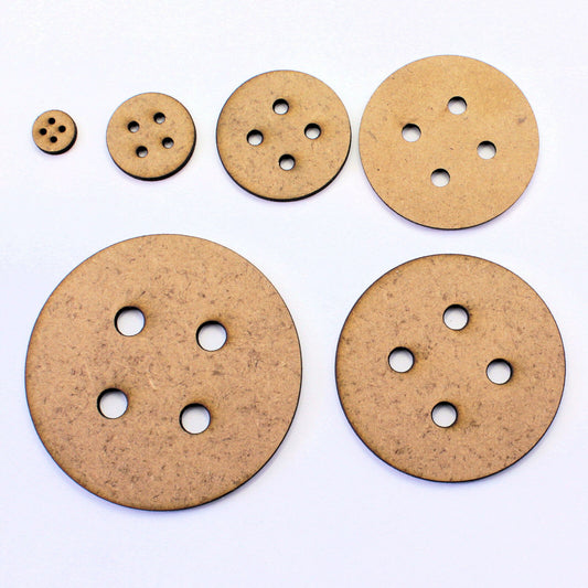 Button Craft Shapes, Embellishments, Tags, Decorations, 2mm MDF Wood