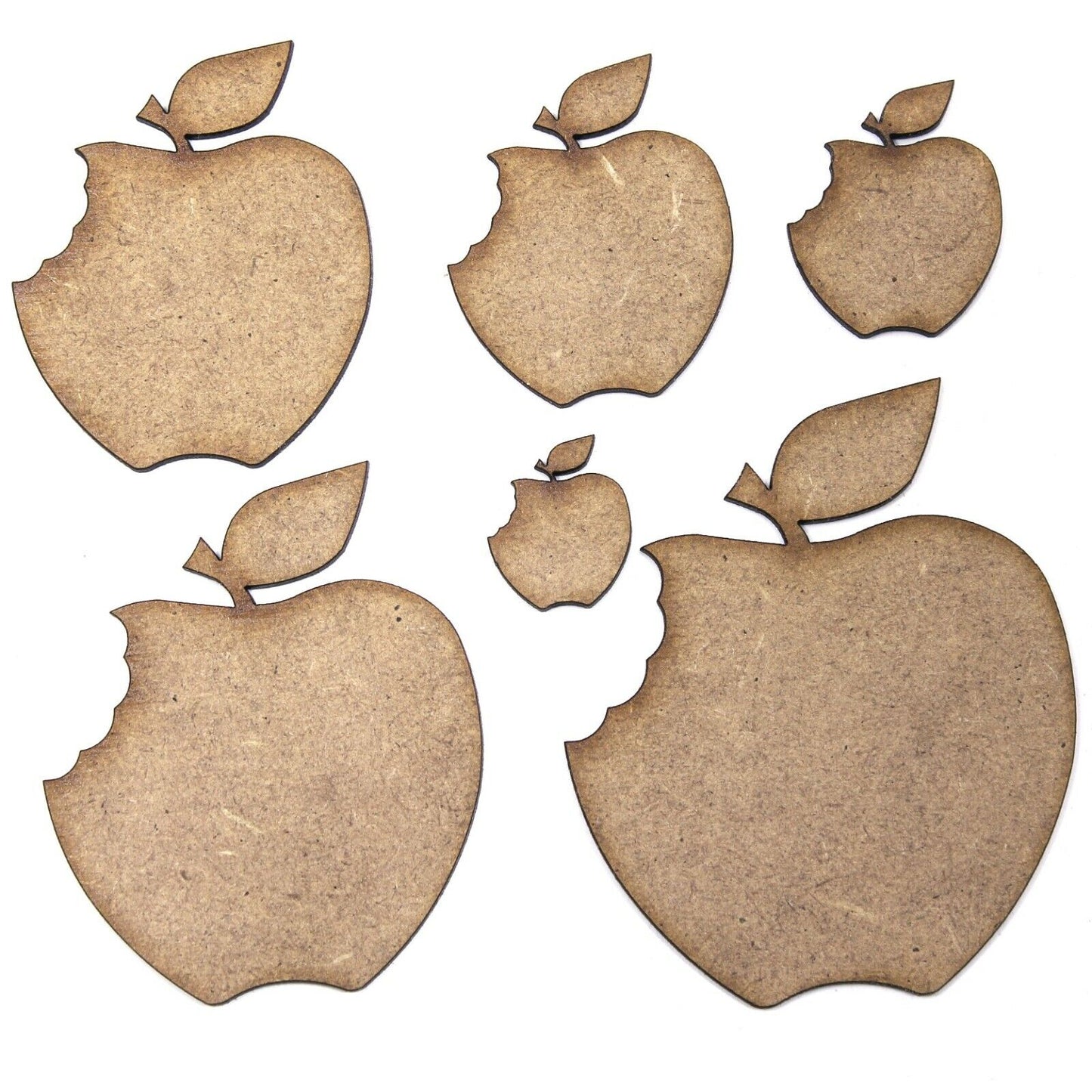 Apple With Bite Craft Shape, Various Sizes, 2mm MDF Wood. Fruit, Teacher