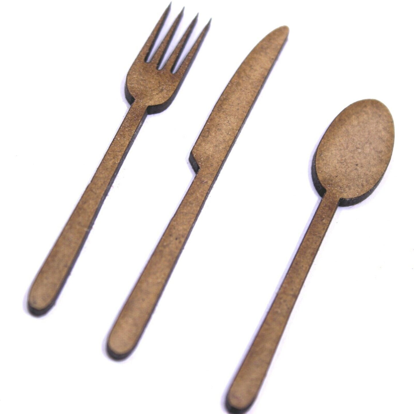 Cutlery Set Craft Shape, Various Sizes, 2mm MDF Wood. Knife, Fork, Spoon