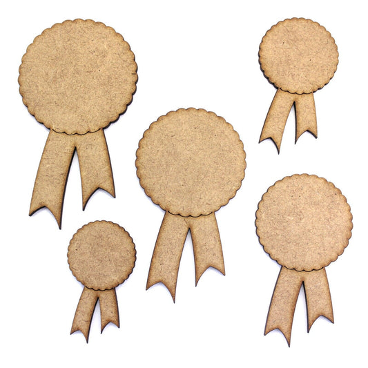 Rosette Craft Shape. 2mm MDF. Various Sizes. Award, Ribbon, Badge, Wooden