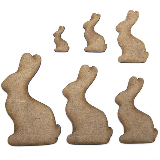 Easter Chocolate-Style Bunny Craft Shape, Various Sizes, 2mm MDF.