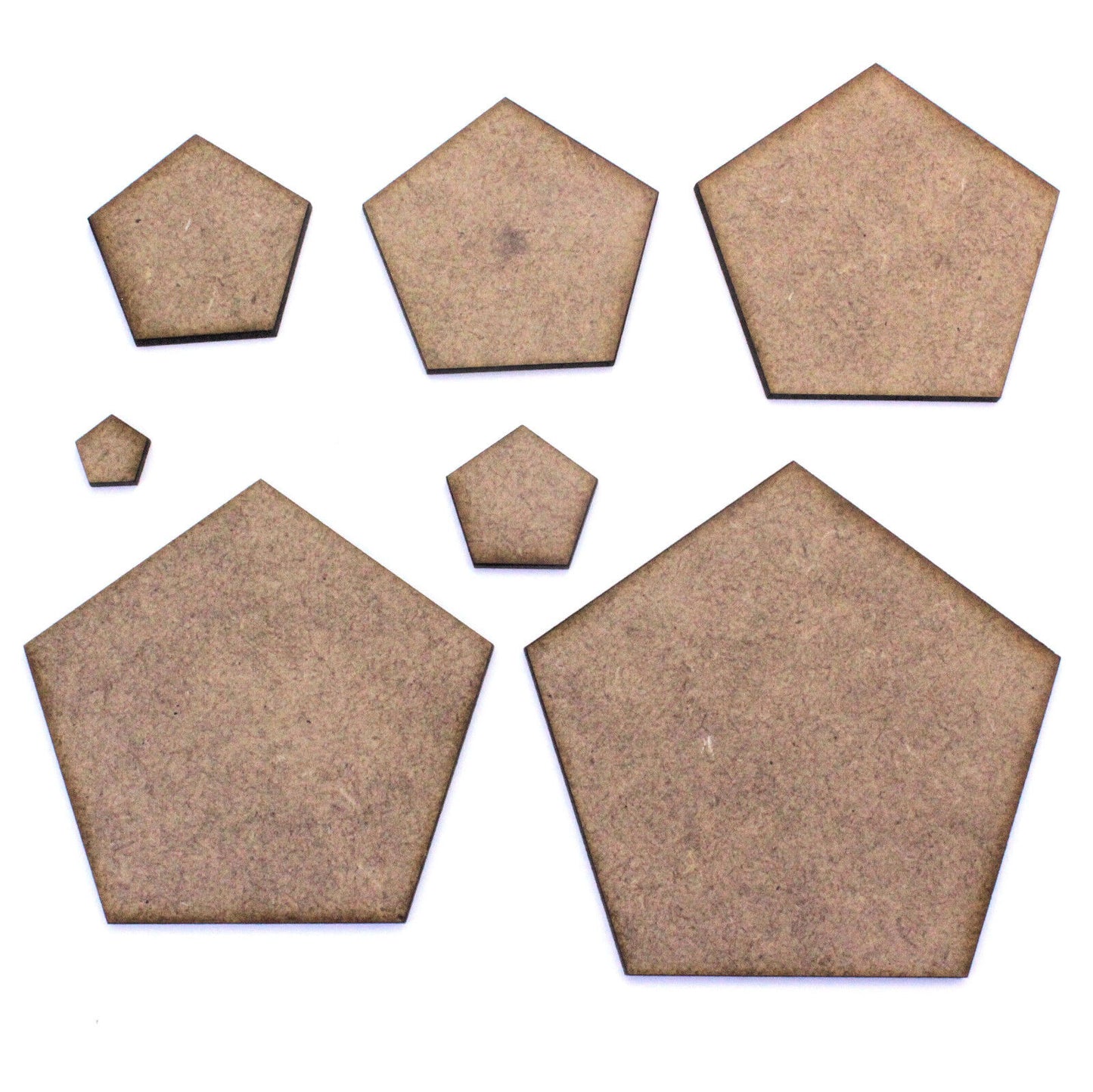 Pentagon Craft Shape Blank, Various Sizes, 2mm MDF Wood. Schools, Education