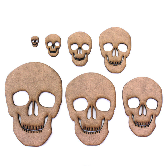 Skull Craft Shapes, Various Sizes. 2mm MDF Wood. Skeleton, Bone, halloween