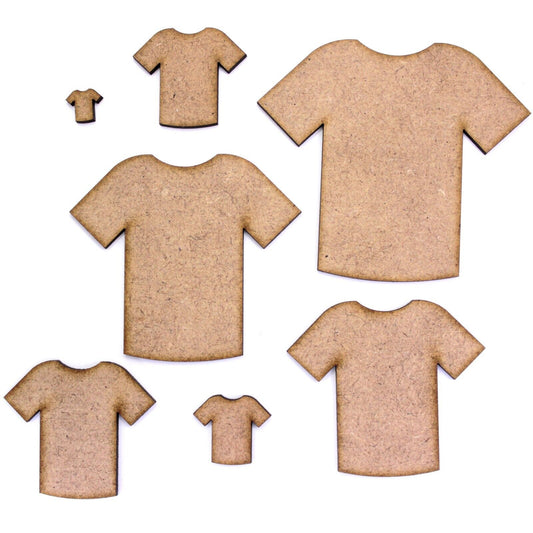 T Shirt Craft Shape Blank. 1cm to 20cm. 2mm MDF. Football, Soccer FIFA World Cup