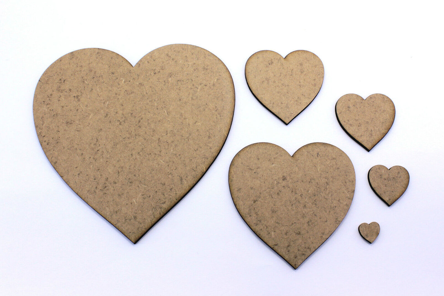 Love Heart Craft Shape, Embellishments, Tags, Decorations, 2mm MDF Wood Topper