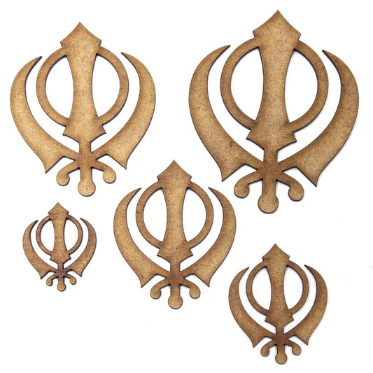 Sikh Symbol Craft Shape, Various Sizes, 2mm MDF Wood. Religion, Khanda, Sikhism