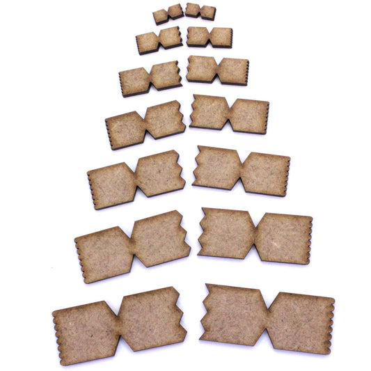 Christmas Cracker Halves Craft Shapes, Various Sizes, 2mm MDF Wood.