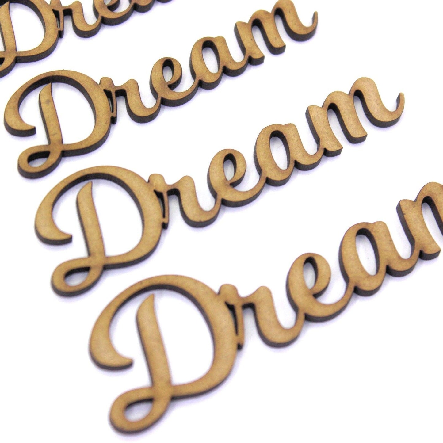 Dream Word Craft Shape, Various Sizes, 2mm MDF Wood. Joined up lettering, script