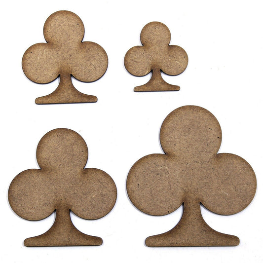 Club Symbol Craft Shape, Various Sizes, 2mm MDF Wood. Playing Cards, Poker