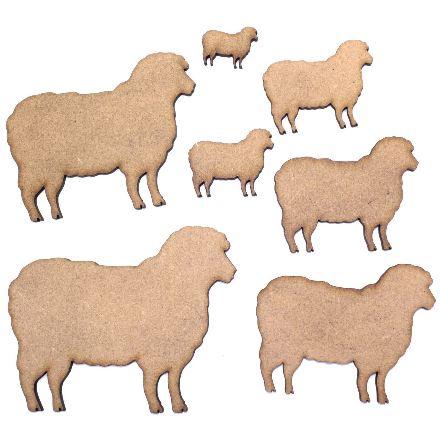 Sheep Craft Shape, 2cm to 20cm. 2mm MDF Wood. Animal Farm Farmyard Lamb Farmer