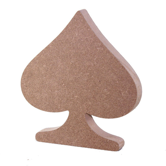 Free Standing 18mm MDF Spade Symbol Craft Shape Various Sizes. Playing Card
