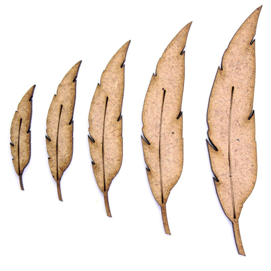 Feather Craft Shape, Various Sizes, 2mm MDF Wood. Bird, Quill. Mixed Media Art
