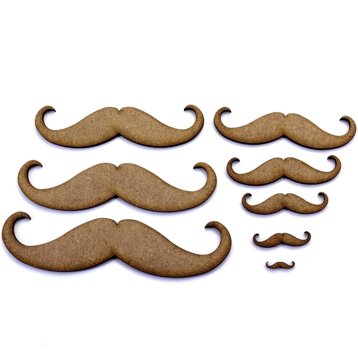 Hipster Moustache Craft Shape, Various Sizes, 2mm MDF Wood.