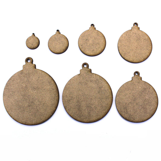Christmas Bauble Craft Shape, Various Sizes. Tags,Tree Decorations.2mm MDF Wood