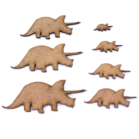 Triceratops Dinosaur Craft Shape, Various Sizes, 2mm MDF Wood. Prehistoric