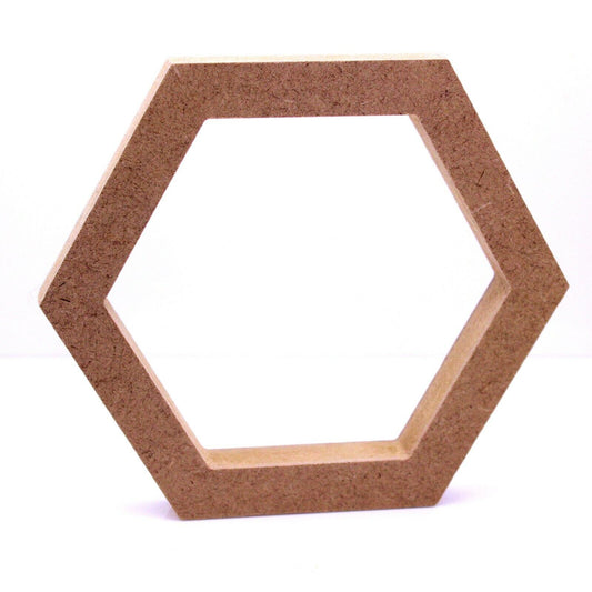 Free Standing 18mm MDF Hollow Hexagon Craft Shape 10cm to 30cm. Bee, Beehive