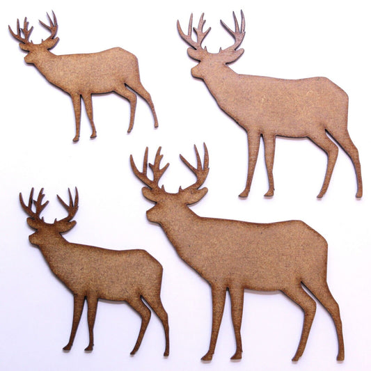 Stag Deer Craft Shapes. Various Sizes 50mm - 200mm. 2mm MDF Wood. Animal