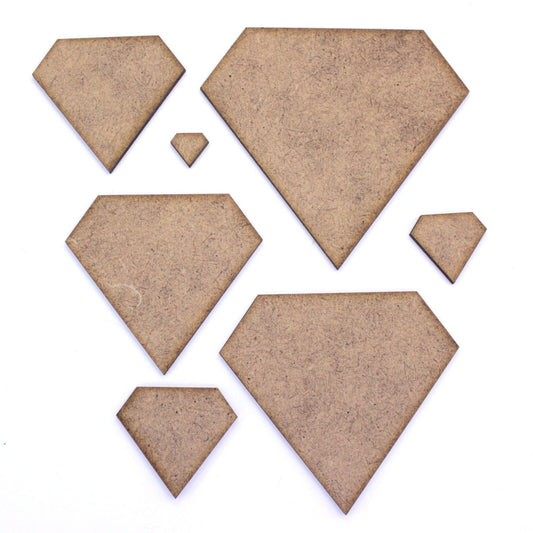 Diamond Craft Shape, Various Sizes, 2mm MDF Wood. Gem, Wedding, Anniversary